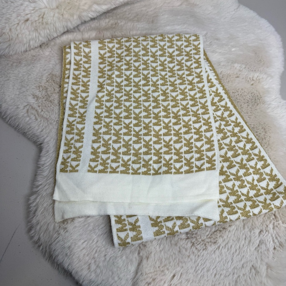 MICHAEL Michael‎ Kors Gold and White Scarf